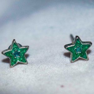 Claire's small blue star earrings